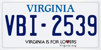 VA license plate VBI2539