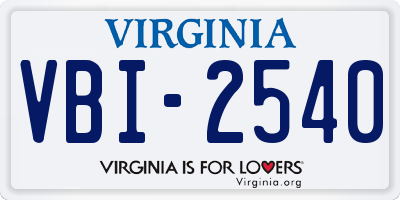 VA license plate VBI2540