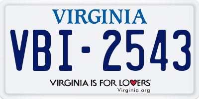 VA license plate VBI2543
