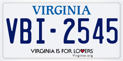 VA license plate VBI2545