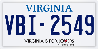 VA license plate VBI2549