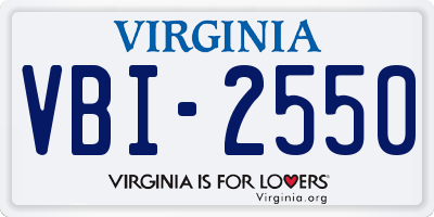 VA license plate VBI2550