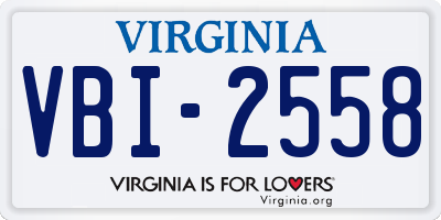 VA license plate VBI2558
