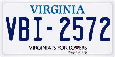 VA license plate VBI2572