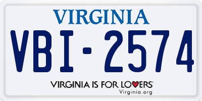 VA license plate VBI2574