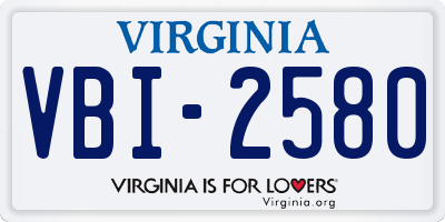 VA license plate VBI2580