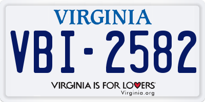 VA license plate VBI2582