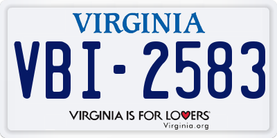 VA license plate VBI2583