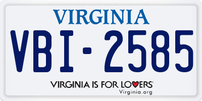 VA license plate VBI2585