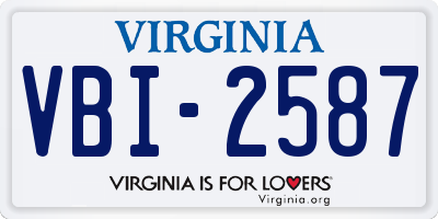 VA license plate VBI2587