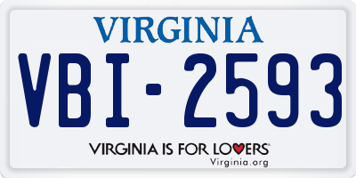 VA license plate VBI2593
