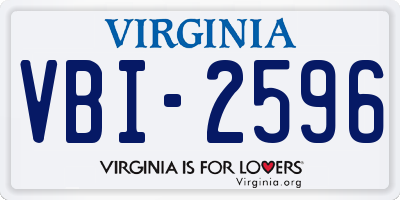 VA license plate VBI2596