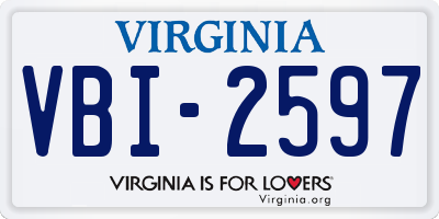 VA license plate VBI2597