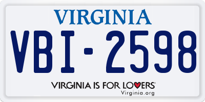 VA license plate VBI2598