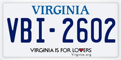 VA license plate VBI2602