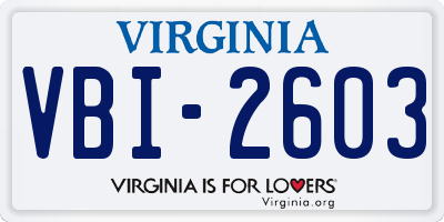 VA license plate VBI2603