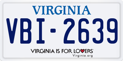 VA license plate VBI2639