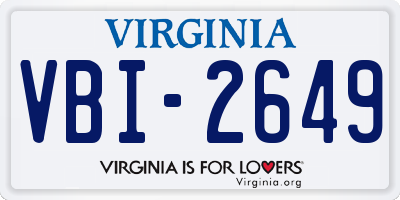 VA license plate VBI2649