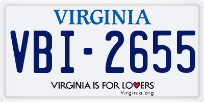VA license plate VBI2655