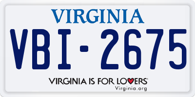 VA license plate VBI2675