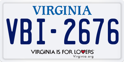 VA license plate VBI2676