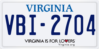 VA license plate VBI2704