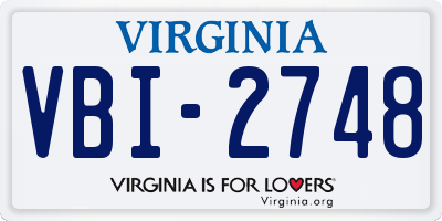 VA license plate VBI2748