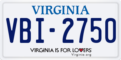 VA license plate VBI2750