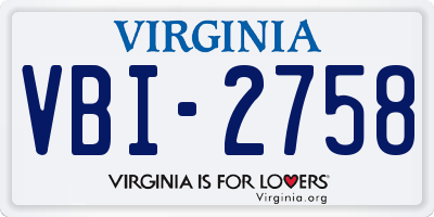 VA license plate VBI2758