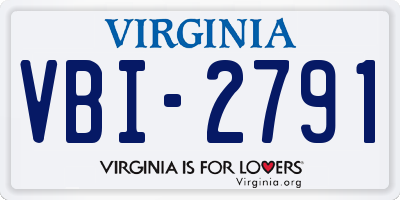 VA license plate VBI2791