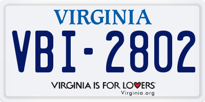 VA license plate VBI2802