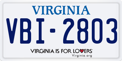 VA license plate VBI2803