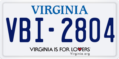VA license plate VBI2804