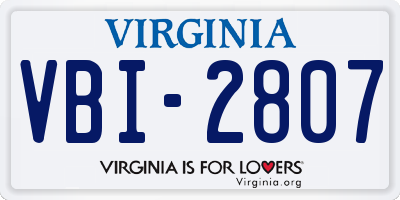 VA license plate VBI2807
