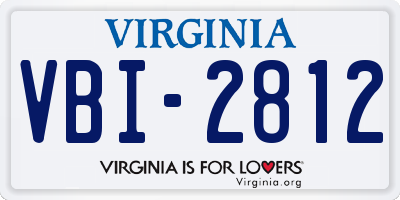 VA license plate VBI2812
