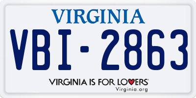 VA license plate VBI2863