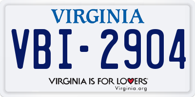 VA license plate VBI2904