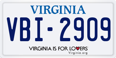 VA license plate VBI2909