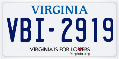VA license plate VBI2919