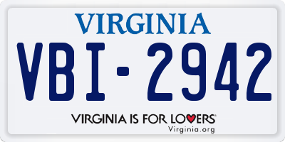 VA license plate VBI2942