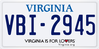VA license plate VBI2945