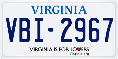 VA license plate VBI2967