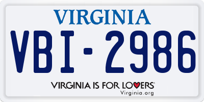 VA license plate VBI2986