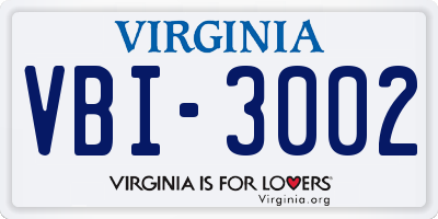 VA license plate VBI3002