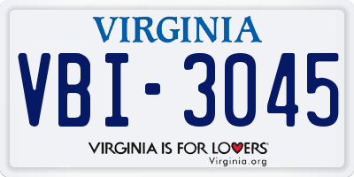 VA license plate VBI3045