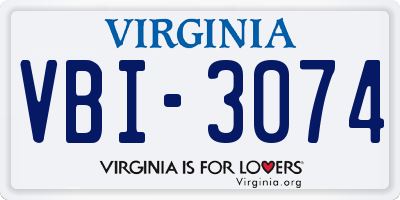 VA license plate VBI3074
