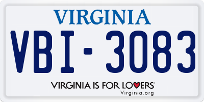 VA license plate VBI3083