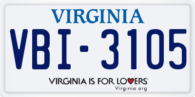 VA license plate VBI3105