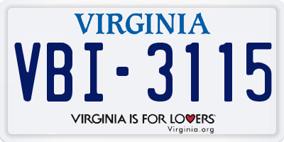 VA license plate VBI3115