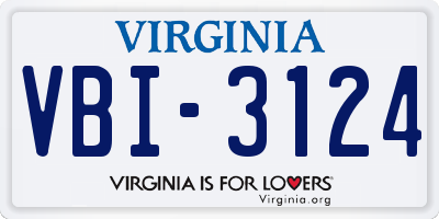 VA license plate VBI3124